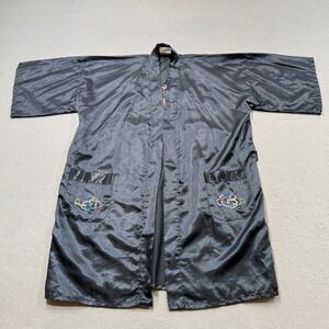 Vintage Esme Kimono Robe Men's XL Black Embroidered Kimono Chinese Dragon Satin